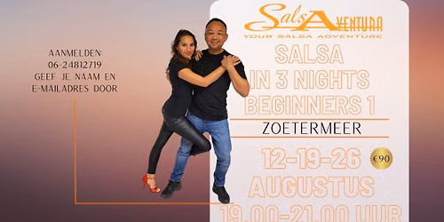 Salsa in 3 Nights – Beginners 1 – Augustus 12-19-26 — Uitgaan in Zoetermeer